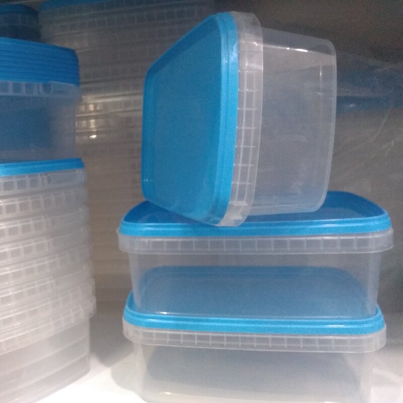 ظرف پلاستیکی شفاف درب آبی مایکروفری طب پلاستیک 1200 سی سی