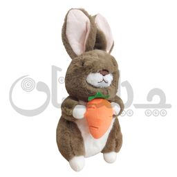عروسک پولیشی خرگوش هویج به دست قهوه ای سایز 30 سانتی متر