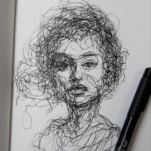 طراحی چهره، نقاشی چهره، طراحی خط خطی، نقاشی با خودکار مناسب هدیه (سایز 15×20)، نقاشی خاص از چهره