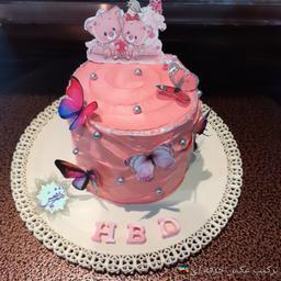 مینی کیک تولد دخترانه پروانه ای صورتی