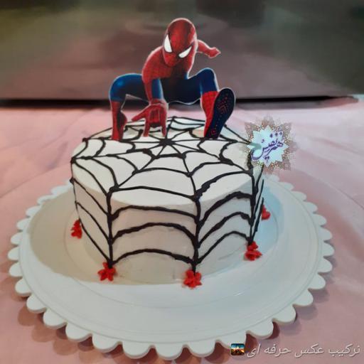 مینی کیک خامه ای طرح مرد عنکبوتی