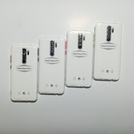 کاور ژله ای شفاف بی رنگ محافظ لنز دار دکمه رنگی مناسب برای گوشی موبایل شیائومی Redmi note8pro