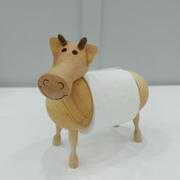 جای دستمال کاغذی رول  چوبی مدل گاو خندان کوچک