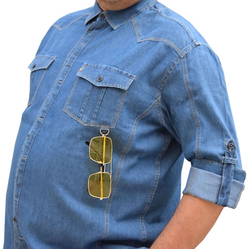 پیراهن جین مردانه آستین بلند سایز بزرگ برای افراد درشت اندام کد 4957508