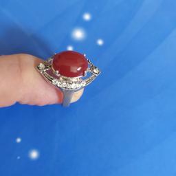 انگشتر زنانه نقره با نگین عقیق قرمز وسایز52