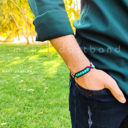 دستبند پسرانه رنگ سبز دستبافت - اکسسوری مهری