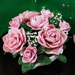 گل رز منجوقی با گلدان سرامیکی (22 سانت)
