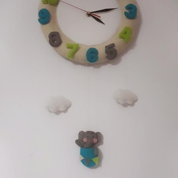 ست سر دری و ساعت اتاق کودک نمدی طرح بالن