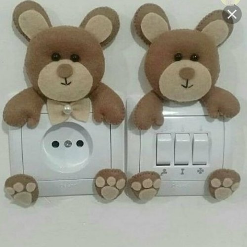 تزیین پریز و کلید نمدی طرح خرس قهوه ای