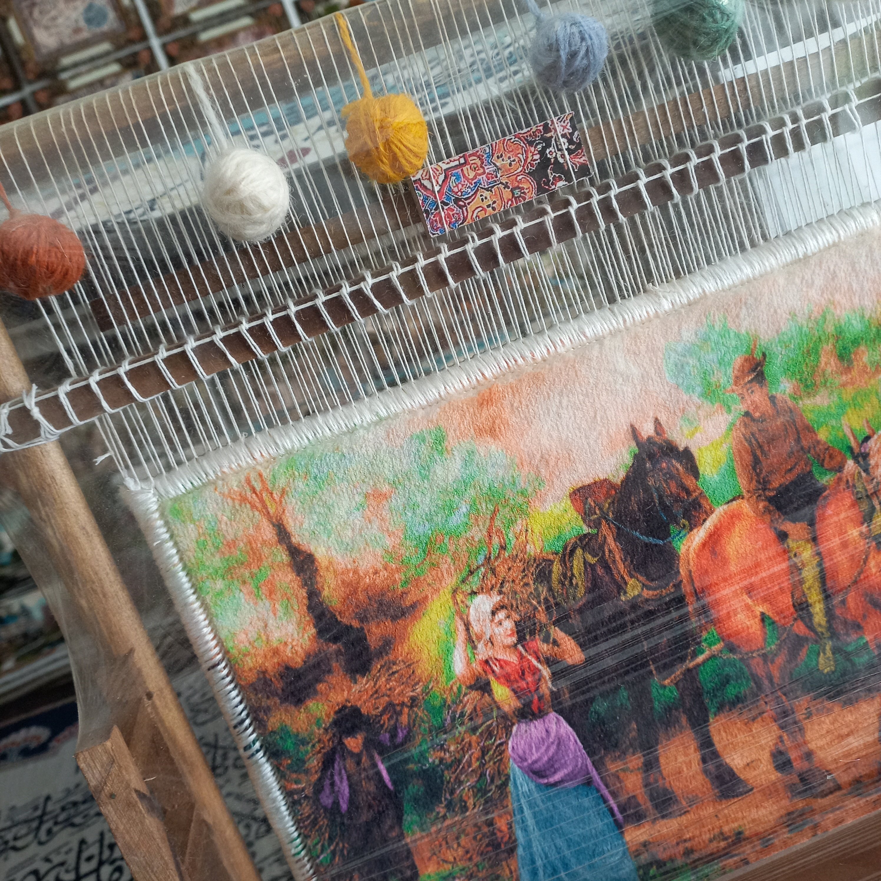 دار قالی سایز 35.50 همراه با تابلو فرش کد 1012