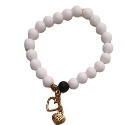 دستبند زنانه با سنگ انیکس سفید با سایز متوسط از نوع کشی