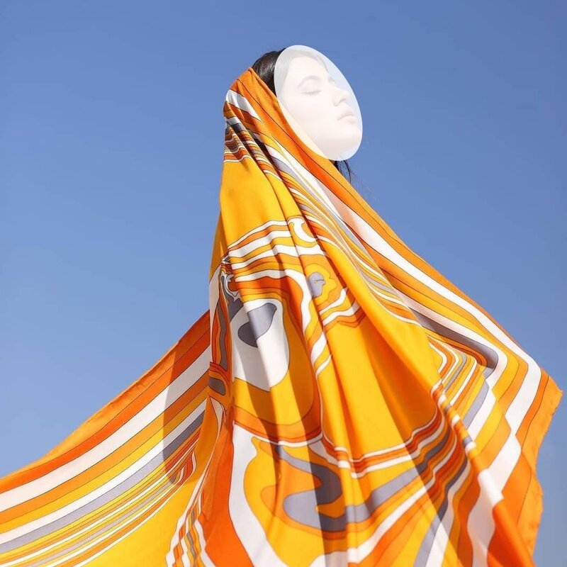 روسری پاییزه مجلسی طرح هرمس نارنجی