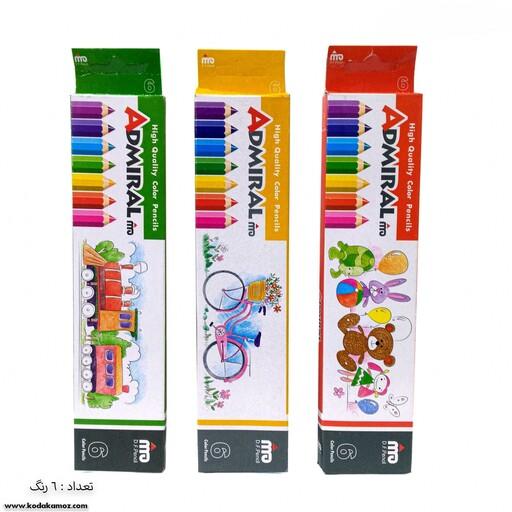 مداد رنگی 6 رنگ آدمیرال مدل MDF بسته 1 عددی