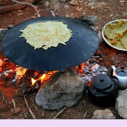 ساج 33سانتی نان پزی چدنی بدون روکش با دسته نگهدارنده