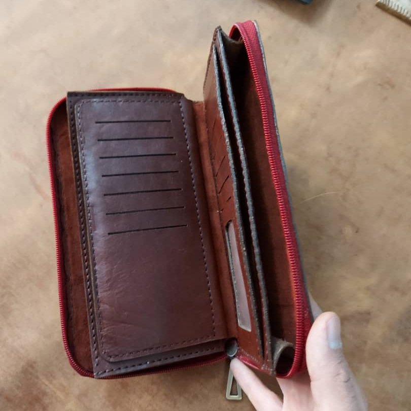 کیف مدارک چرمی چرم طبیعی دست دوز برند اس تی