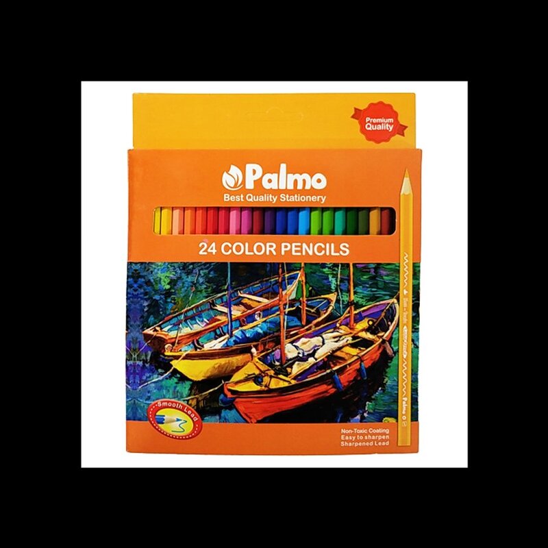 مداد رنگی 24 رنگ جعبه مقوایی پالمو 6 بسته 