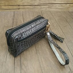 کیف لوازم آرایش و پول چرم طبیعی نوک مدادی دستدوز i-151 برند ایزاکو