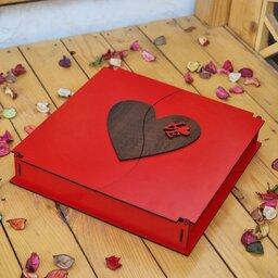 جعبه هدیه عاشقانه جعبه چوبی پذیرایی شکلات و تنقلات برناباکس  کد VH03