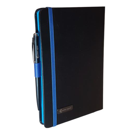 دفتر یادداشت اروپایی مدل مداد رنگی همراه با خودکار - آبی