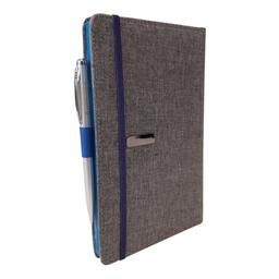دفتر یادداشت پارچه ای مدل کبریتی همراه با خودکار - آبی