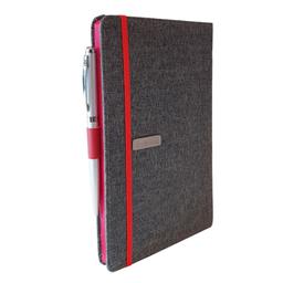 دفتر یادداشت پارچه ای مدل کبریتی همراه با خودکار - قرمز