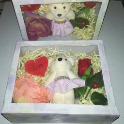 ست هدیه گل و عروسک گیفت باکس تزئینی