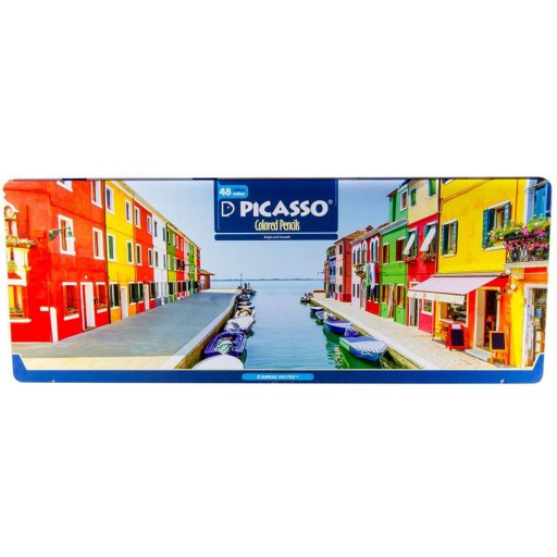 مداد رنگی 48 رنگ پیکاسو PICASSO - جعبه فلزی - اصلی (طرح ونیز )