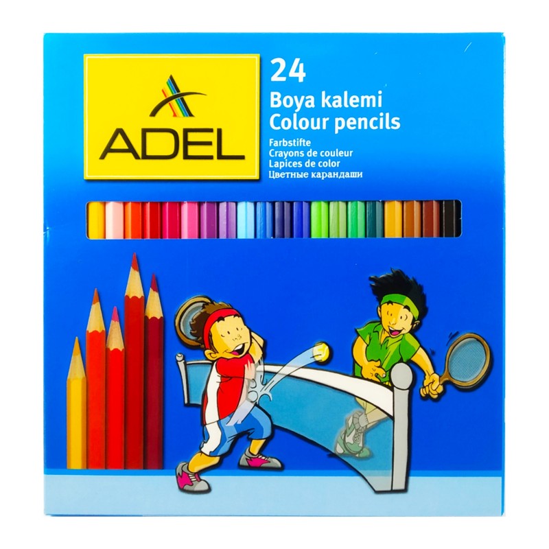 مداد رنگی 24 رنگ آدل ADEL جعبه مقوایی - ساخت ترکیه