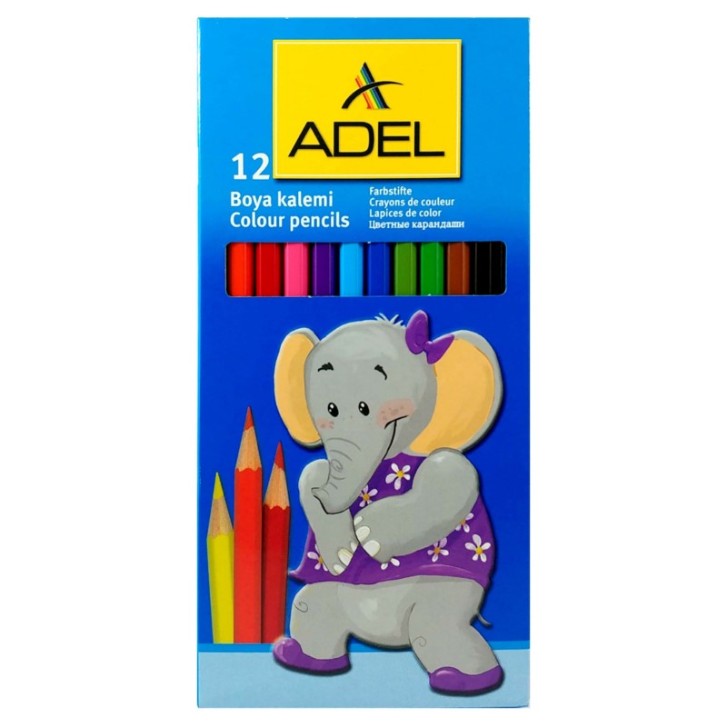 مداد رنگی 12 رنگ آدل ADEL جعبه مقوایی - ساخت ترکیه