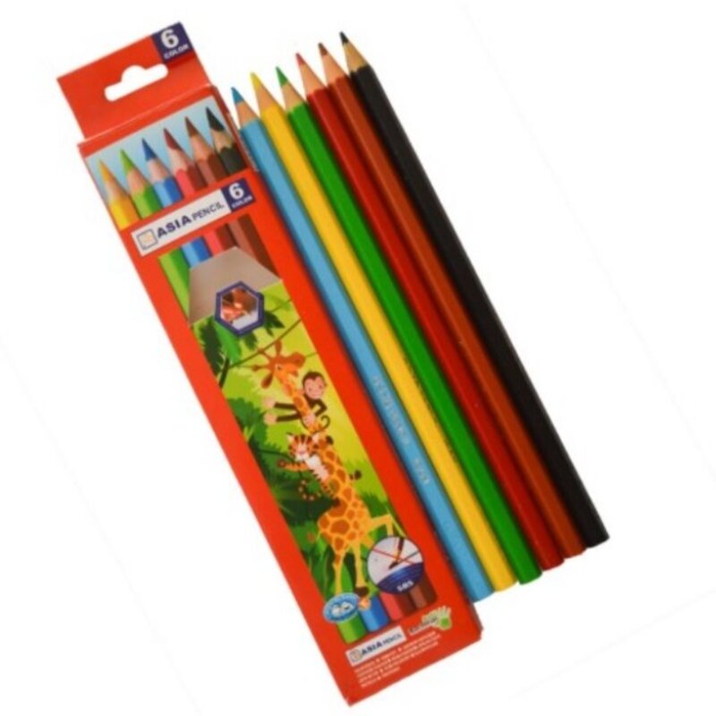 مداد رنگی 6تایی آسیا مدادرنگی