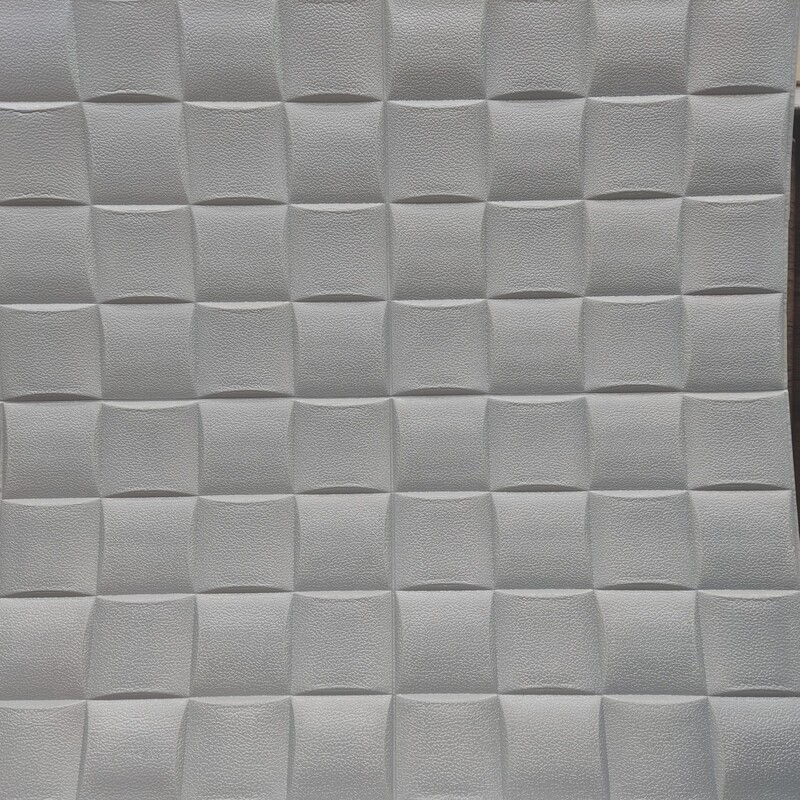 برچسب دیوارپوش فومی(طرح مربع مشبک طوسی)(5عدد)