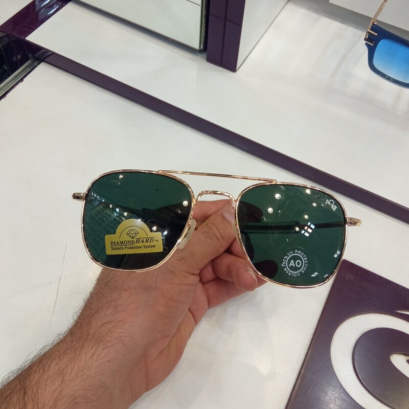 عینک آفتابی پلیسی آمریکن اپتیکال AO شیشه سنگ رنگ سبز