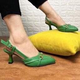 کفش مجلسی زنانه رنگ سبز مدل عینکی  سایز 36 تا 40پاشنه 4س صندل پاشنه بلند 