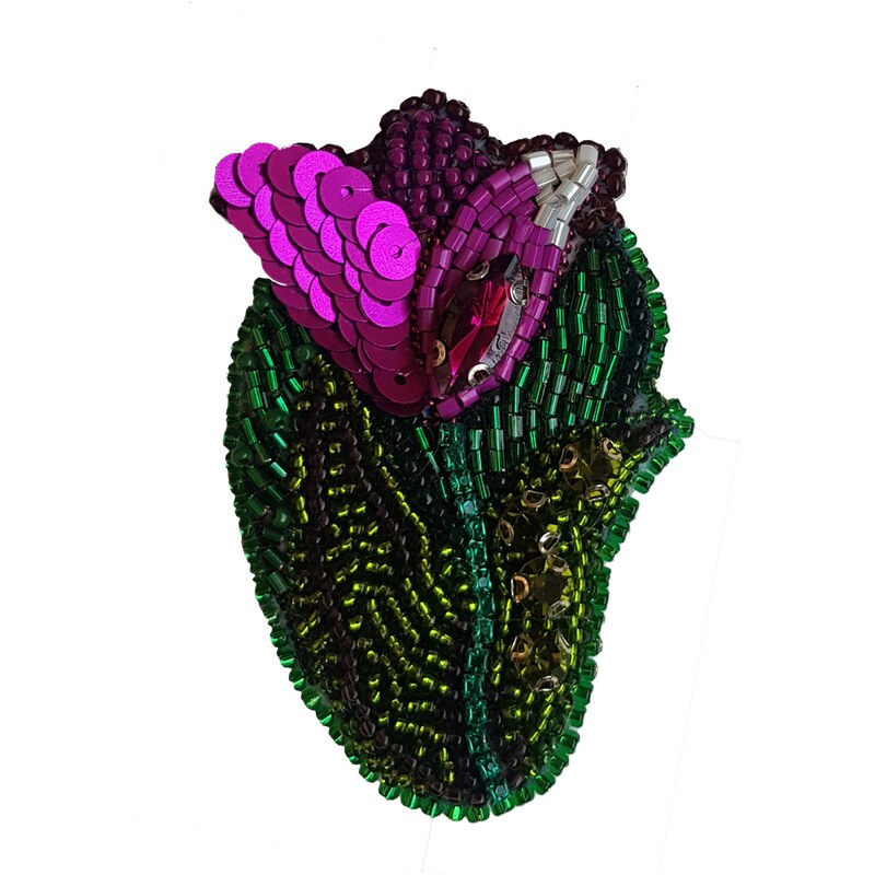 گل سینه زنانه مدل جواهردوزی گل لاله کد GOL921