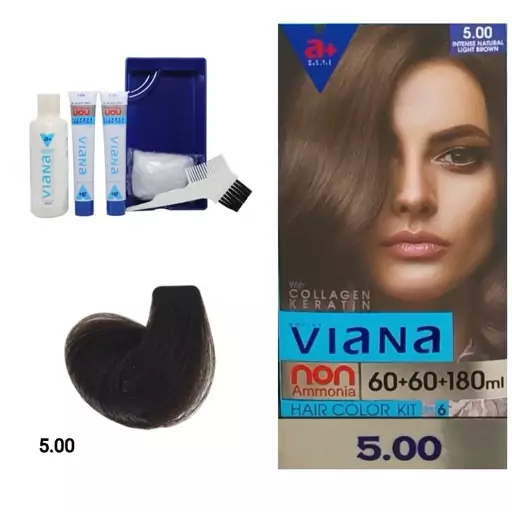 کیت رنگ موی بدون آمونیاک ویانا VIANA  قهوه ایی طبیعی 5.00 نتیجه در 15 دقیقه