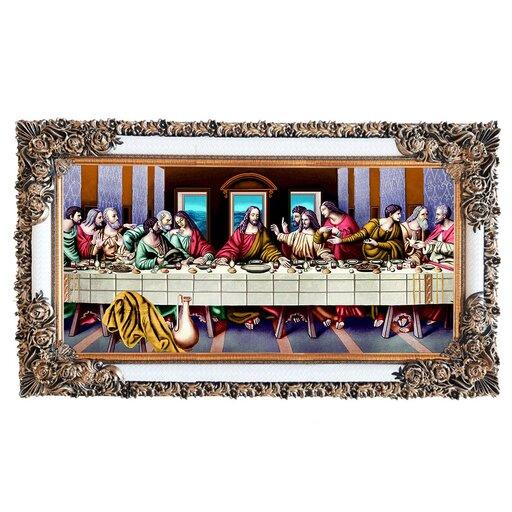 تابلوفرش شام آخر عیسی مسیح در ابعاد داخلی  50×100 و قاب شاپرک