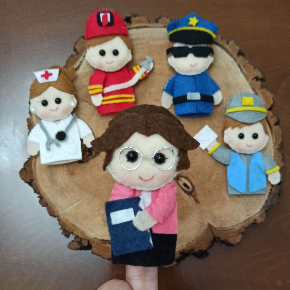 ست عروسک انگشتی نمدی مشاغل - آموزش شغل ها به کودکان با بازی نمایشی 