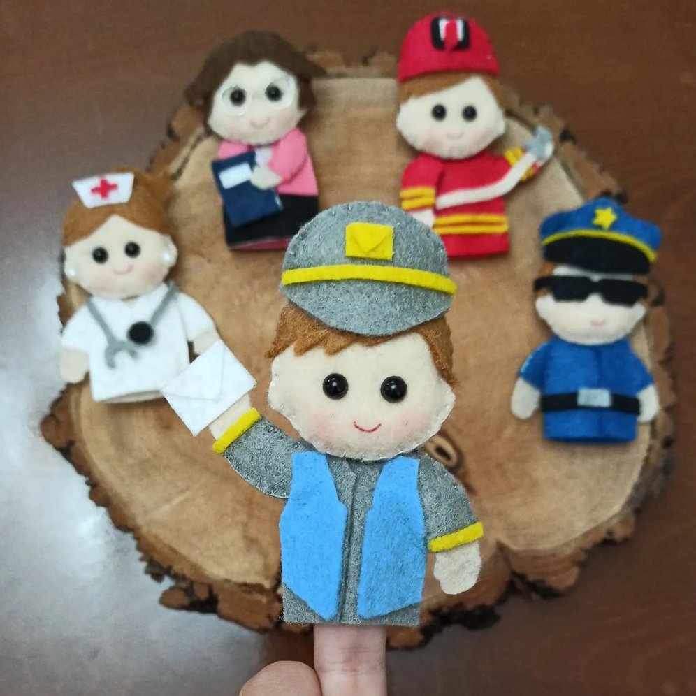 ست عروسک انگشتی نمدی مشاغل - آموزش شغل ها به کودکان با بازی نمایشی 