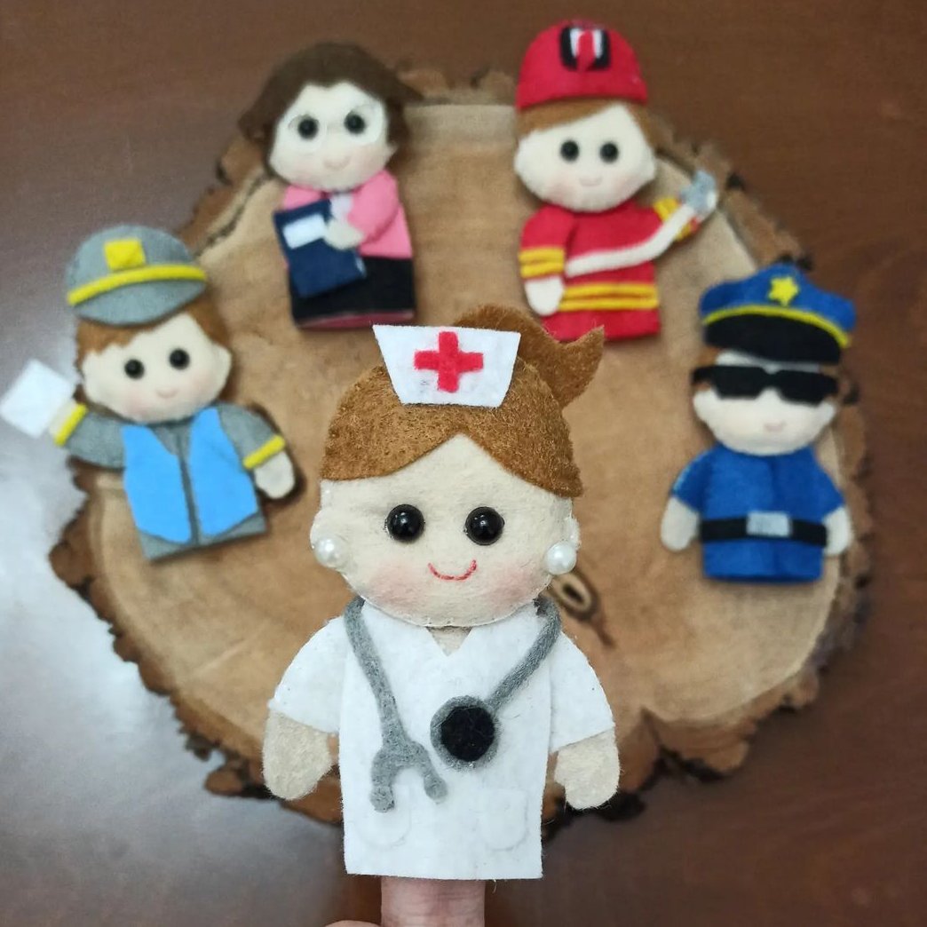 ست عروسک انگشتی نمدی مشاغل - آموزش شغل ها به کودکان با بازی نمایشی 