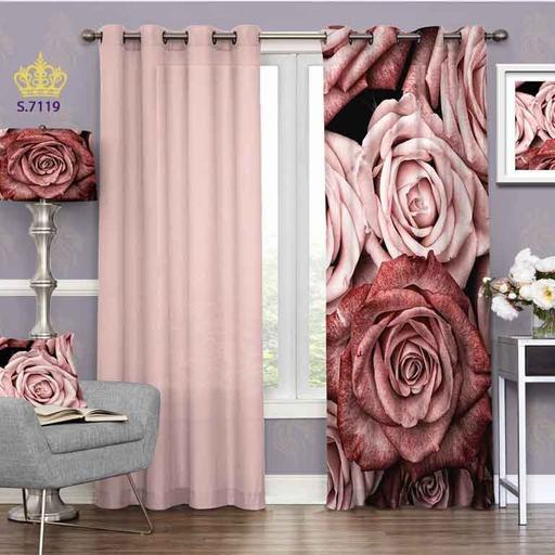 پرده اتاق خواب دو قواره پانچ گلدار طرح زمینه گل رُز کد S7119