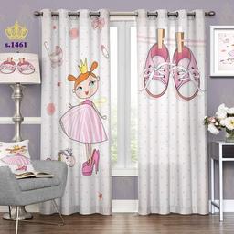 پرده اتاق خواب کودک دو قواره پانچ طرح اتاق دخترانه کد S1461