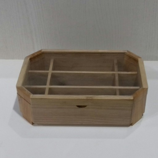 باکس چوبی دمنوش و چای تماما دست ساز و تک از چوب جنگلی هشت ضلعی