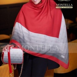 ست روسری- شال و کیف طیفی خاکستری زمینه قرمز