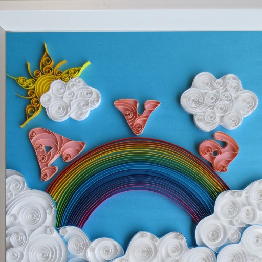 تابلو دستساز هنر کوئلینگ طرح رنگین کمان از مهرگالری