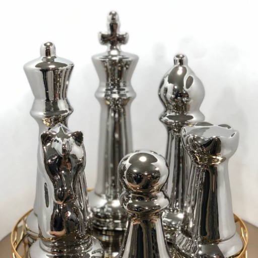 شطرنج دکوری سایز بزرگ در رنگ طلایی و نقره ای جنس سرامیکی کیفیت عالی