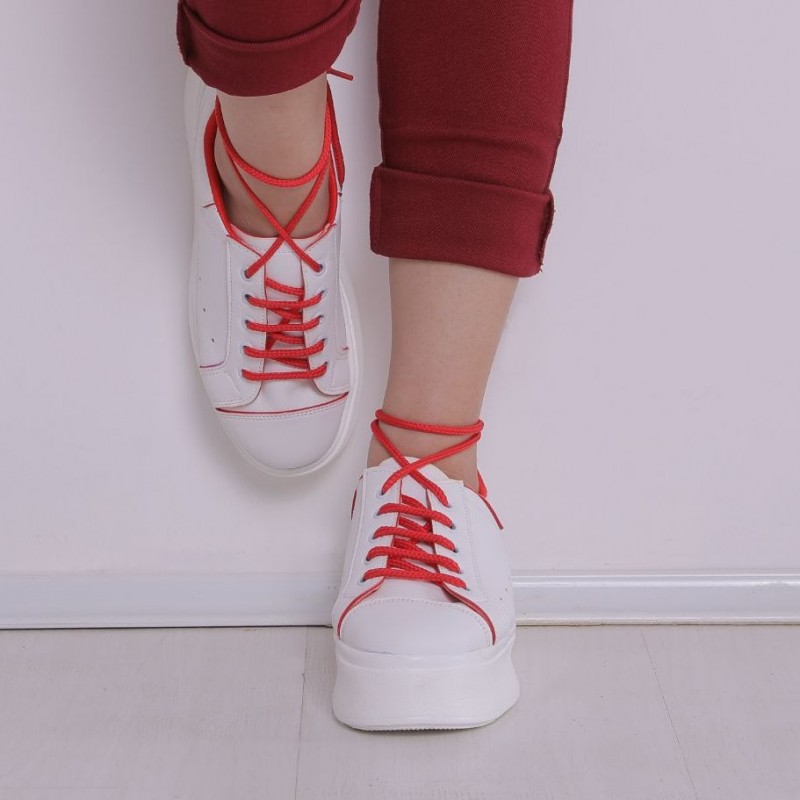 کفش پارما بندی سفید قرمز