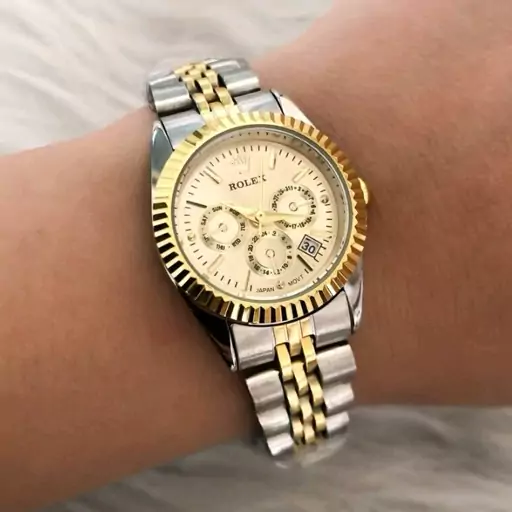 ساعت‌ رولکس مردانه ROLEX طرح 3موتور تقویم دار  موتور ژاپن داخل صفحه هم حک شده ضدآب  رنگ ثابت 