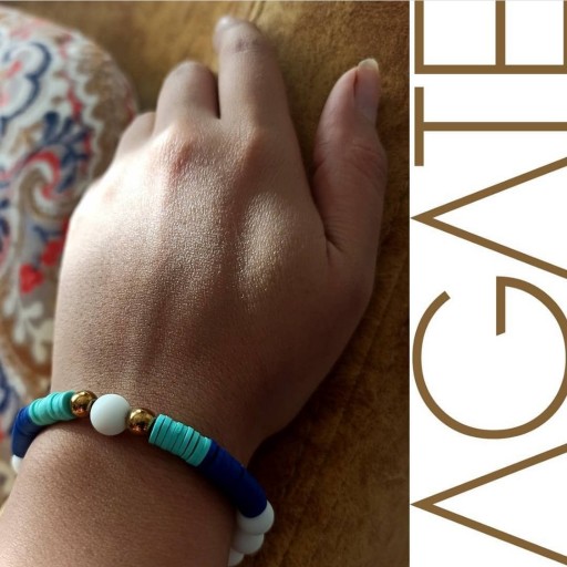 دستبند دستساز دخترانه از سنگ اونیکس ، هماتیت و فیمو