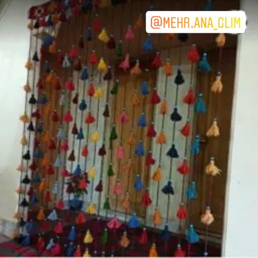 پرده سنتی سردری سنتی سرپرده گلیم جاجیم آویز نخ پشم در طرح رنگ ابعاد سفارش مشتری