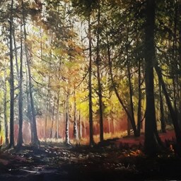 تابلو نقاشی جنگل پاییزی